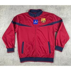 FC Barcelona Men's L Red Blue Polyester Full Zip Long Sleeve Soccer Track Jacket